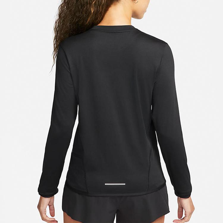 New Nike Dri-FIT Swift UV Women's Crew-Neck Running Top Black FB4298-010