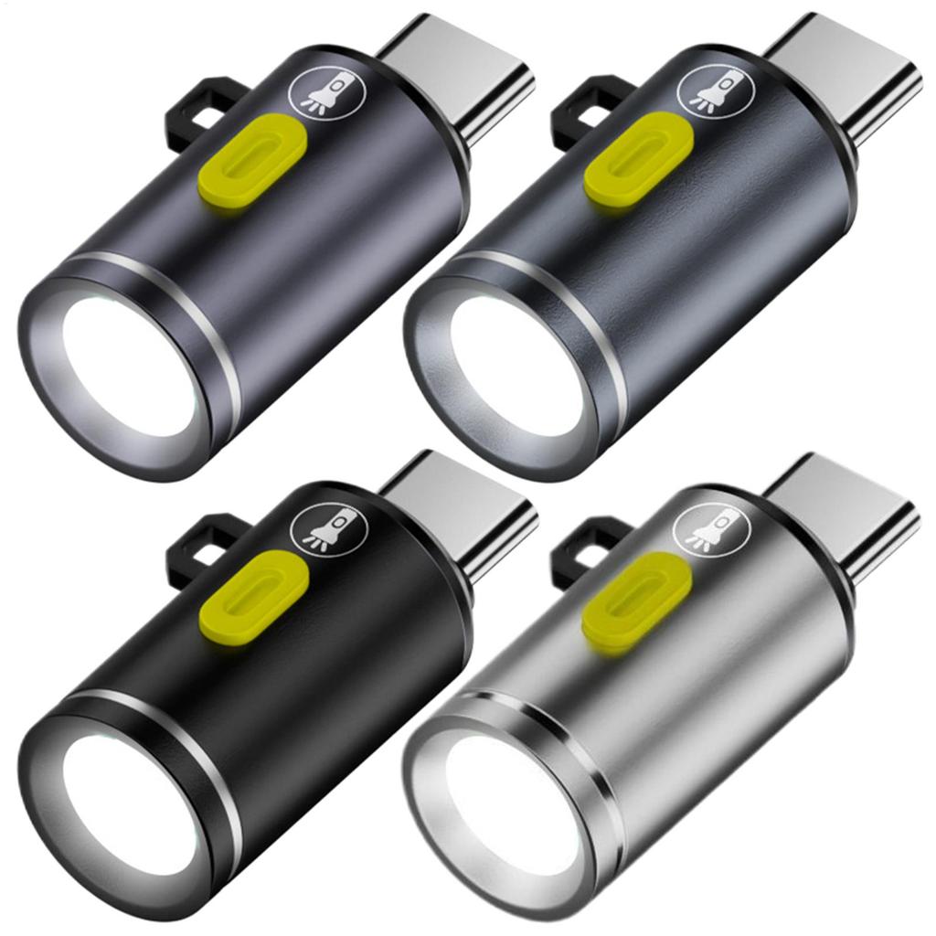 Portable Type-C Mini Flashlight Phone Keychain USB-C Electric Torch Nightlight Table Lamp For Riding Sports Outdoor Camping