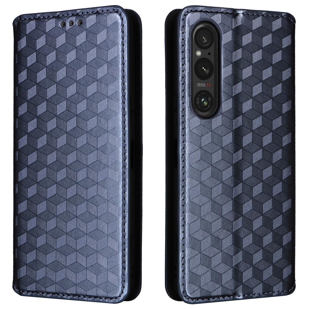 For Sony Xperia 1 VI Case Rhombus Pattern Magnetic Closing Leather Wallet Phone Cover