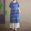 Short Sleeve Plus Size Cotton Vintage Floral New In Dresses for Women Casual Loose Long Summer Dress