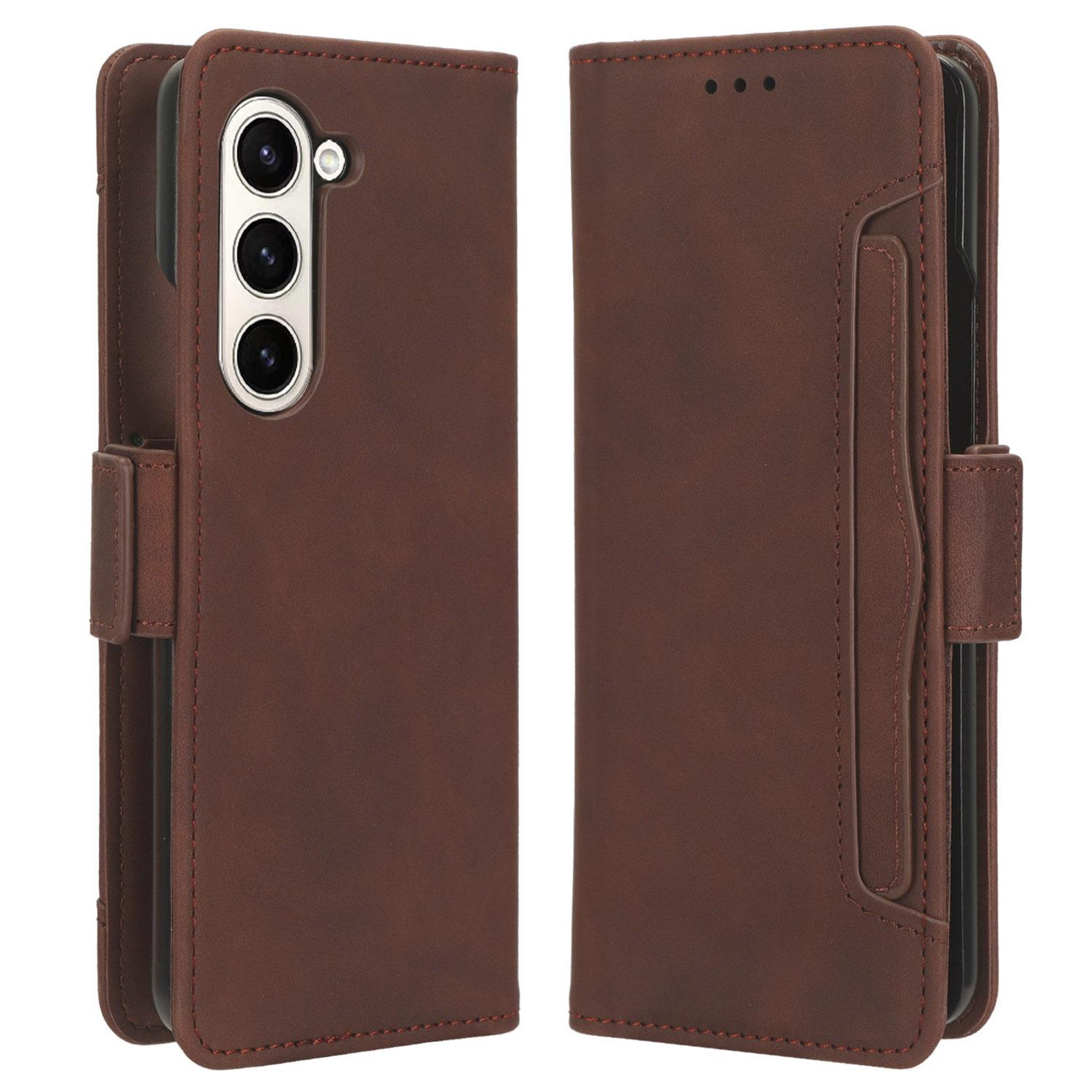 

Multiple Card Slots Leather Case for Samsung Galaxy Z Fold5 5G,Wallet Stand Phone Cover Brown