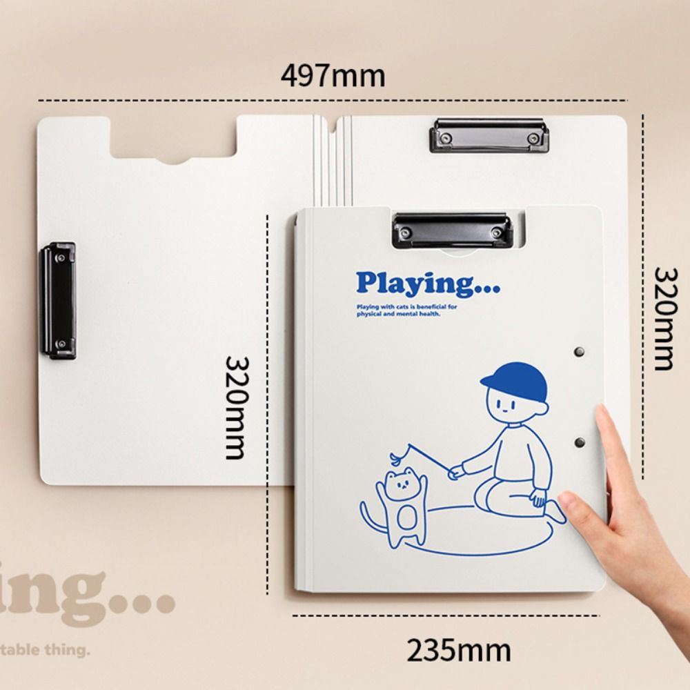 Dual Use A4 File Folder with Double Clips Memo Clip Board  Students Gift