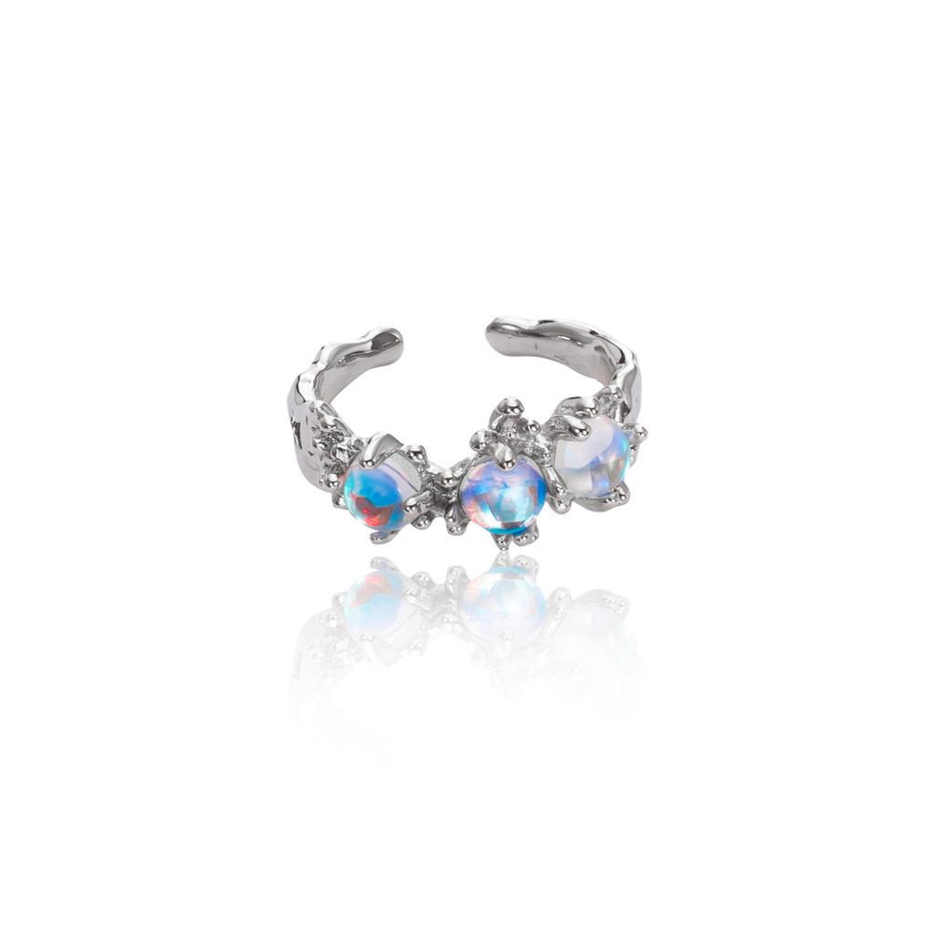Atemberaubender Opal Mondstein Paar Offener Ring Für Frauen Schicker Sommer Schmuck Geschenk