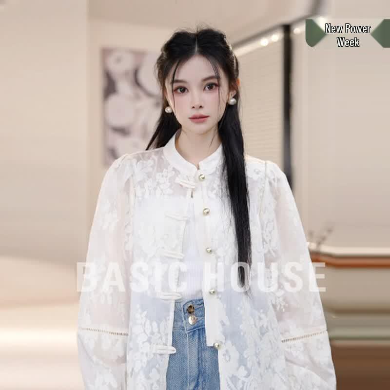 

Basic House New Chinese Style Lyocell Blend Blouse One Size (80-125 jin)