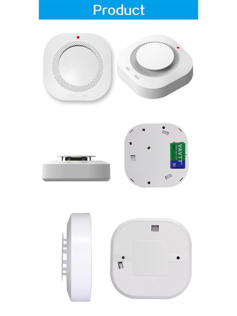 9V Wireless Smoke Detector for Home or Commercial Use