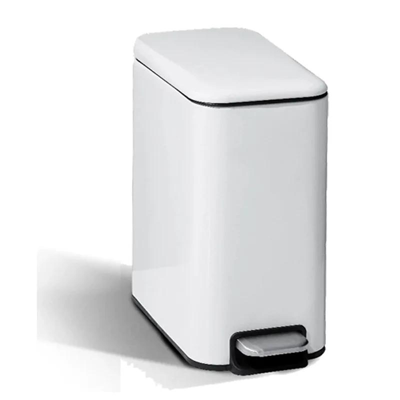 New 5L Stainless Steel Step Trash Can with Silent Gentle Lid for Kitchen Home Office Foot Pedal Trash Can Automatic Dustbin
