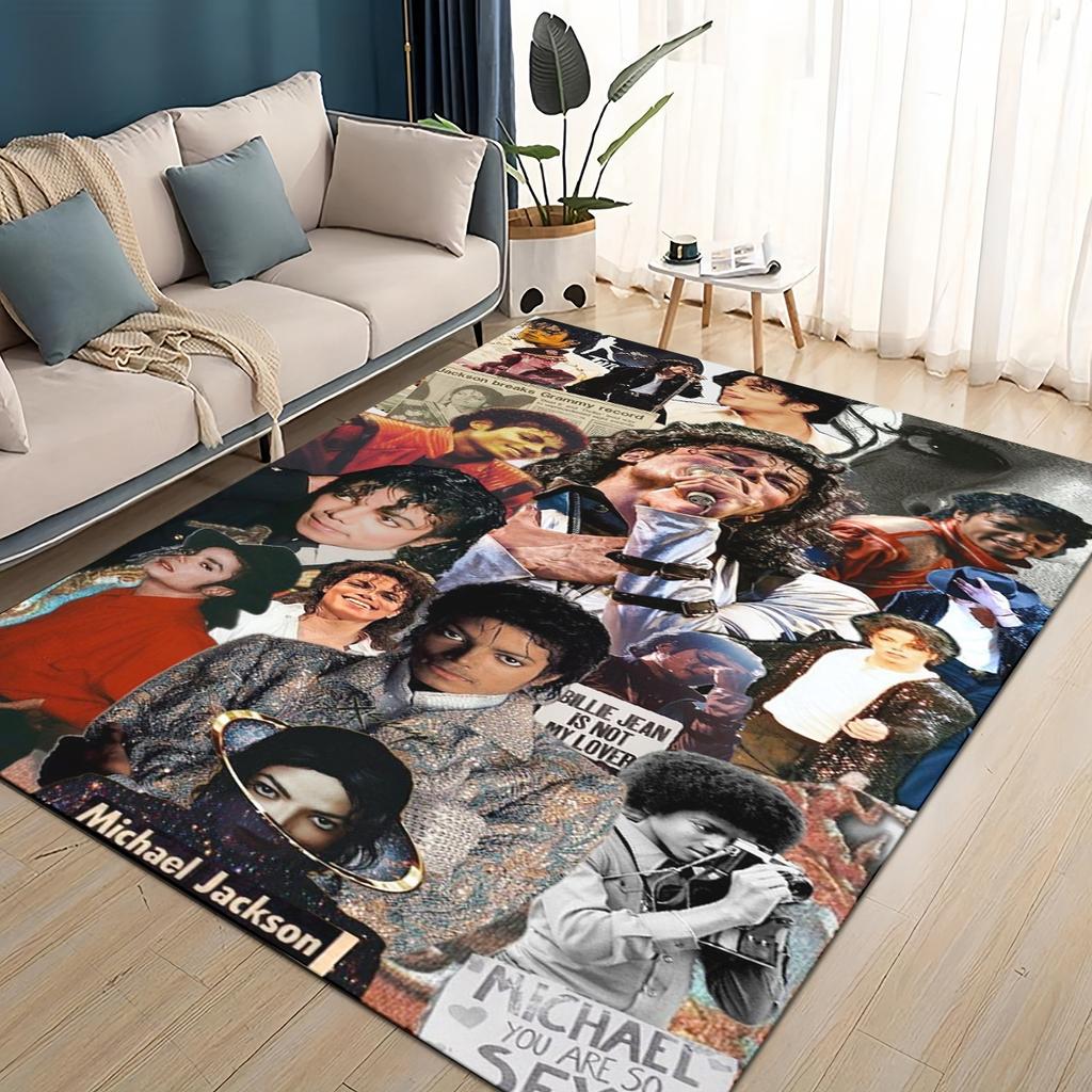 Neuer Stil Michael Jackson King of Pop MJ Teppich für Wohnzimmer Schlafzimmer Zuhause Sofa Dekoration, Rutschfeste Bodenmatte für Kinder