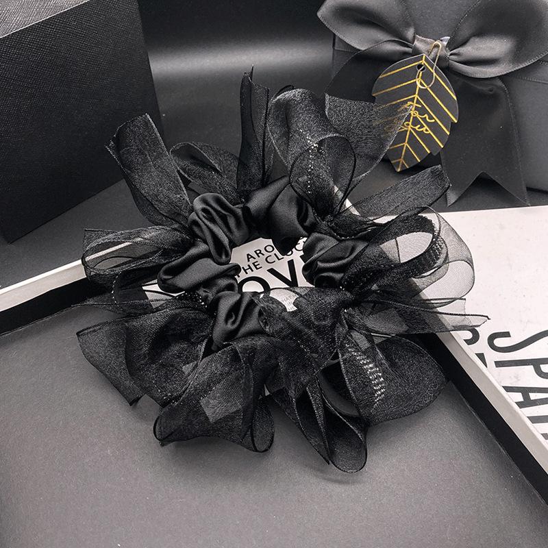Korean Rhinestone Bow Hair Tie for Fluffy Low Buns
