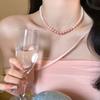 Design Gradient Pink Pearl Necklace For Girls' Sweet Accessories Party Luxurious Jewelry Sexy Collarbone Chain For Womens