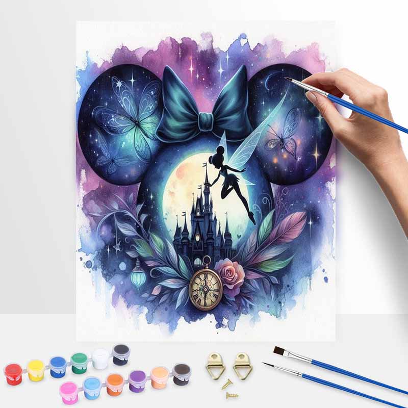 Disney DIY Oil Painting Kits Fairy Castle Hand Painting Home Decor Craft Gift Ideas Galaxy Dreamy Butterfly Wall Art Watercolor Decor