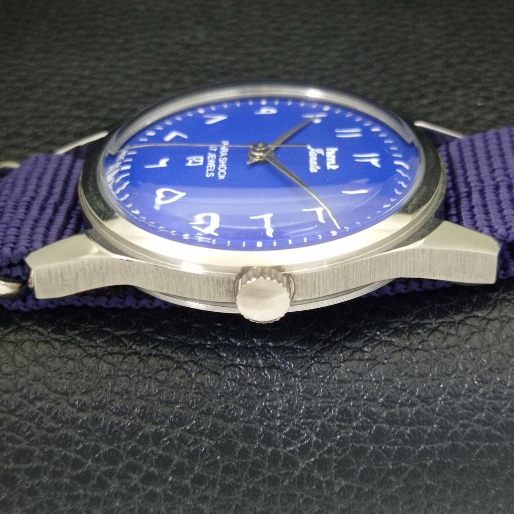 VINTAGE HMT JANATA HAND-WINDING INDIAN MENS BLUE COLOR DIAL WATCH a702058-5 R208-a702058
