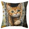 Cute Cat Pillows With Nature Scenes For Home Decor Polyester pillowcase, sofa decorative cushion cov Headboard Pillow