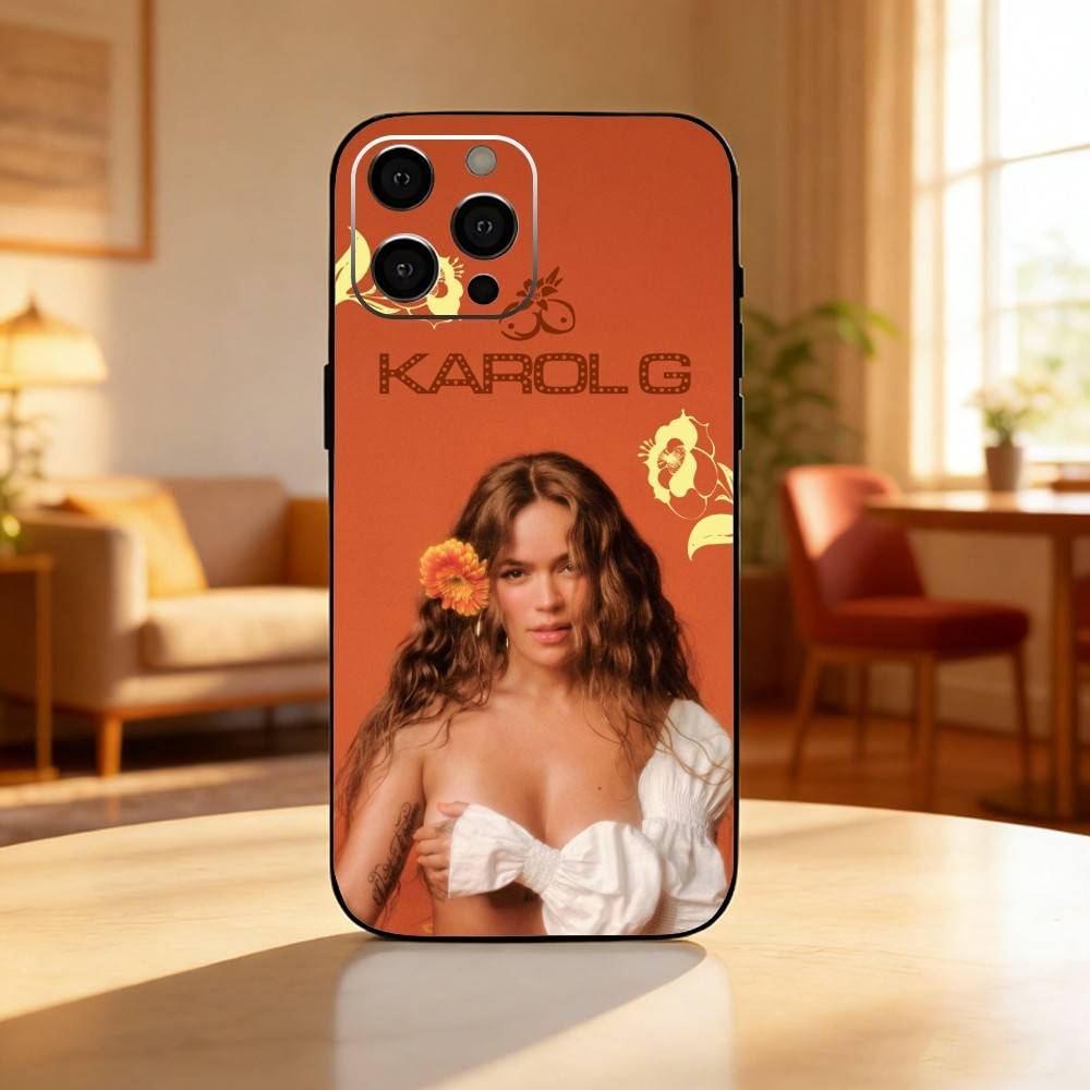K-Karol G Amargura Phone Case For iPhone17,16,15,14,13,12 Plus,Max Soft Silicone Black Cover