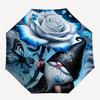 1pc Blue Rose Butterfly Gnome Automatic Opening Folding Umbrella, 8 Bone Iron Frame, Suitable for Fans, Travel, Daily Use, Festive Gift.R091