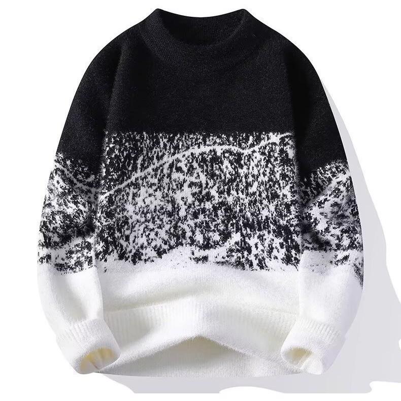 Men's Trendy Color Block Loose Pullover Sweater - Autumn/Winter Casual Wear for Teens & Adults