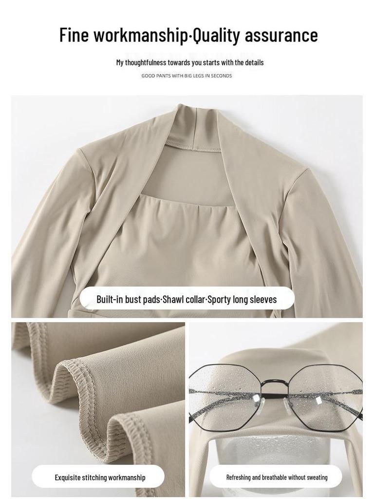 Women's 2024 High-End Yoga & Sports Set: Long Sleeve Top with Flare Pants for Running, Dance, Pilates, and Fitness