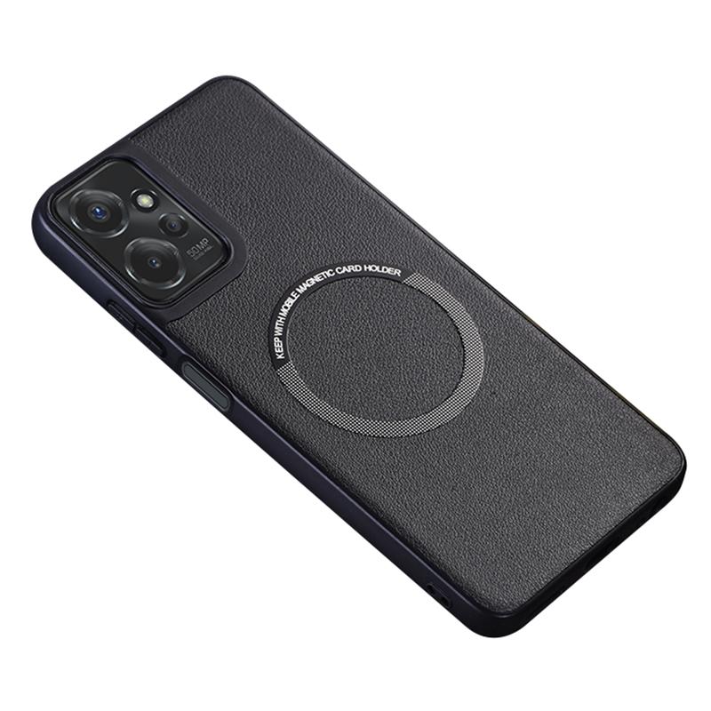 

Для Motorola Мото G 5G (2024) Противоударный чехол из ПУ кожи+ТПУ, совместимый с MagSafe Black