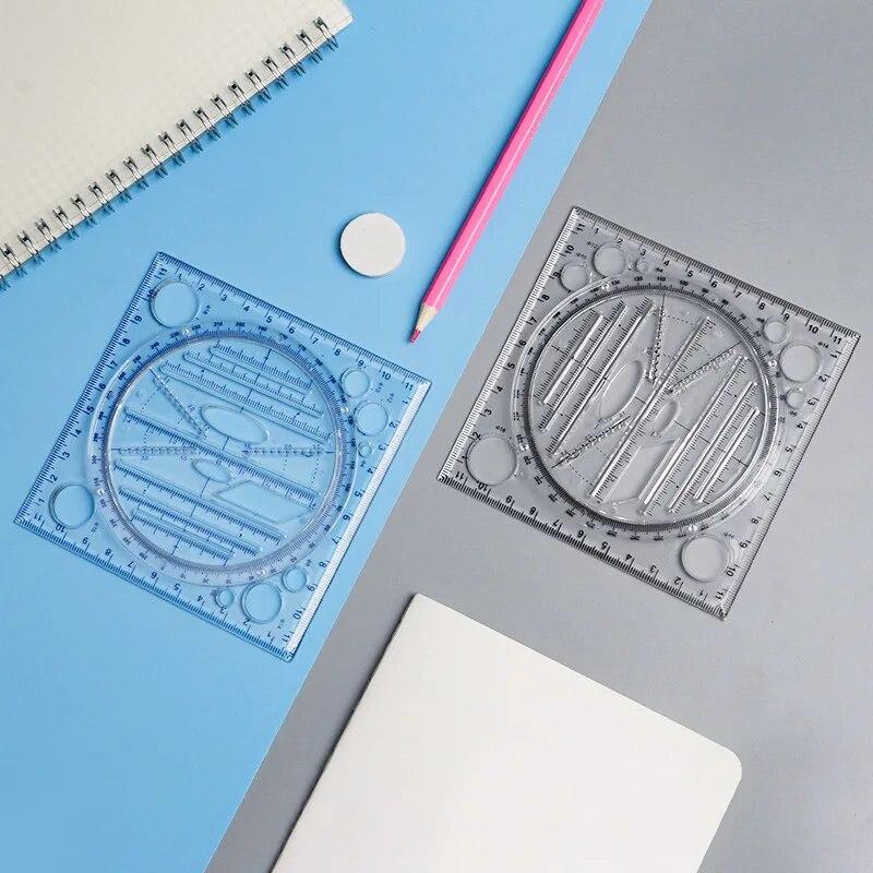 1 bucată Papetarie rotundă multifuncțională Desen activ rotativ raportor riglă Cerc