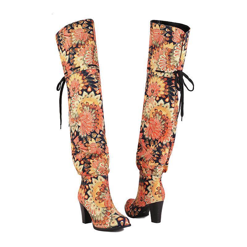 

2024 Winter Wide Thigh High Boots Women s Over the Knee Long Boots Back Bandage Shoes 48