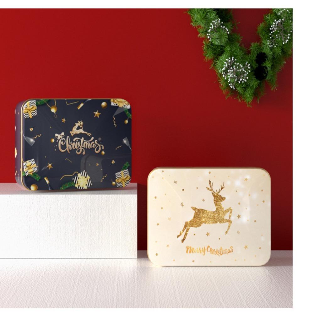 Square Christmas Box Metal Gift Packing New Candy Jar  Sugar
