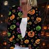 Women's Halloween Print Long Sleeve Knit Cardigan with Button Front