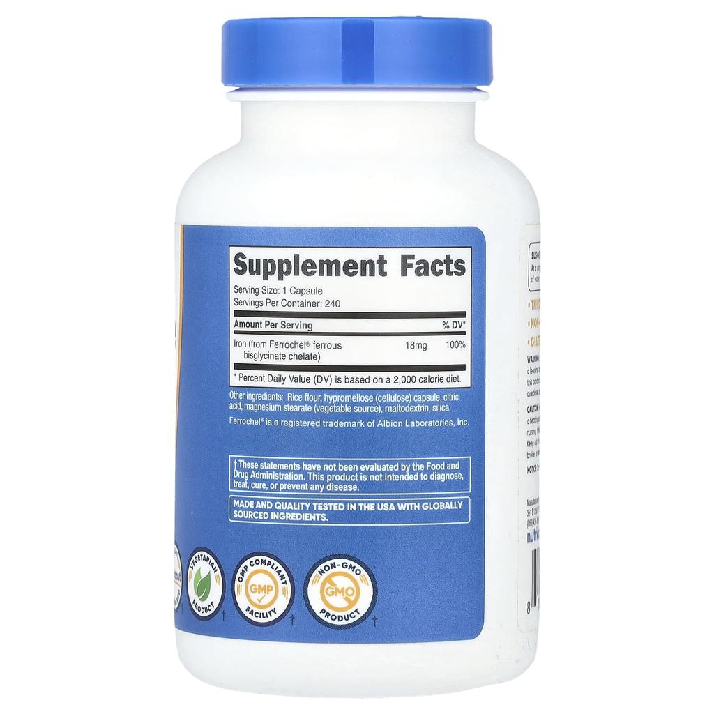 Iron Chelate from Ferrochel®, 18Mg, 240 Capsules