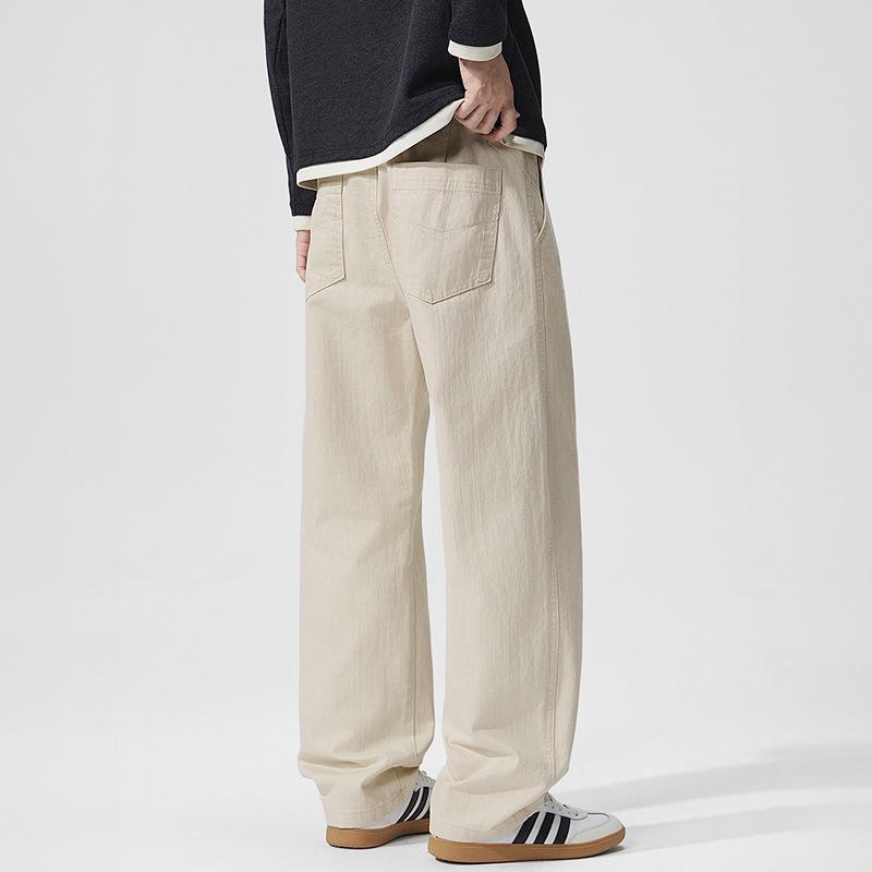 Casual pants men's clothing autumn and winter new men's high-end pure cotton old money machete pants high-end wide legs
