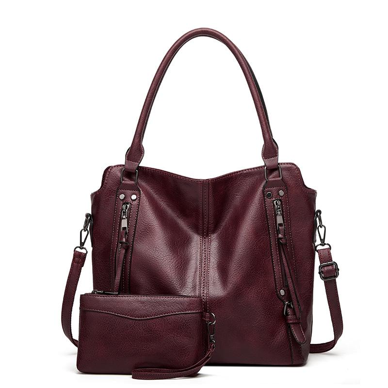 Niche Design New Women's Bag Retro Fashion Mother Child Bag Tote Bag Simple Solid Color Large Capacity Shoulder Bag