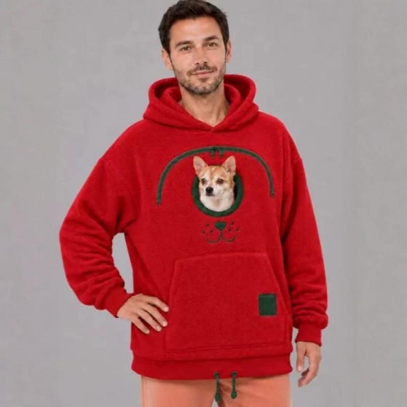 Unisex Oversized Hooded Sweatshirt With Pet Carrier Pocket Cats Dogs Comfortable Casual Wear