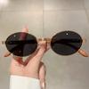 Vintage Oval Sun Glasses  New Stylish Metal Rim Gradient Shades Trendy Brand Design Fashion Green Outdoor Sunglasses