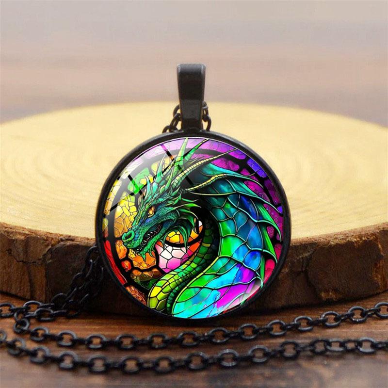 Neue einfache und modische Drachenmuster-Damen-Vielseitig-Retro-Schmuck-Anhänger-Halskette
