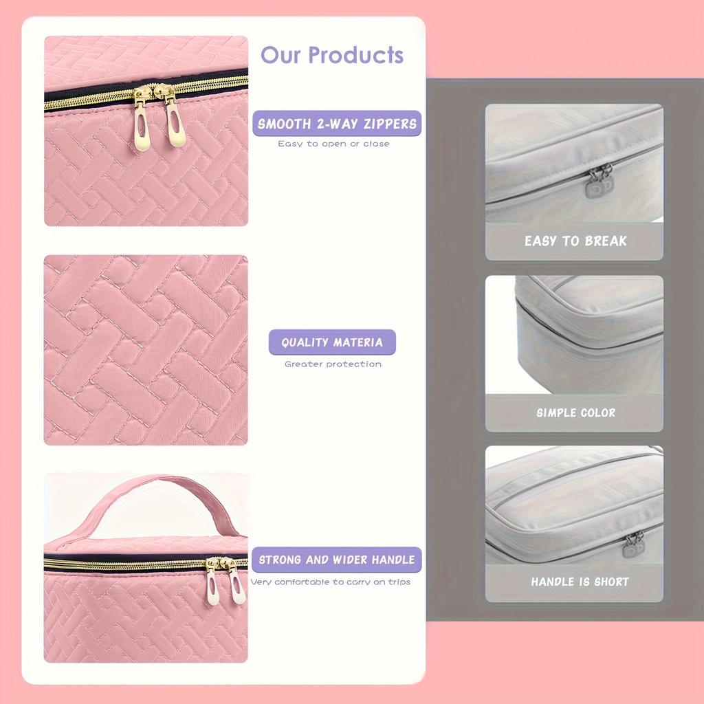 Double Quilted Nail Polish Organizer Portable Nail Polish Storage Bag Gel Nail Polish Carrying Case Nail Kit Supplies Organizer