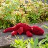 Apricot Lamb Plum Red Lying Dragon Plush Toy for Children, Soft and Cute, Fluffy Plum Red Lying Dragon for Girls and Boys, 38cm