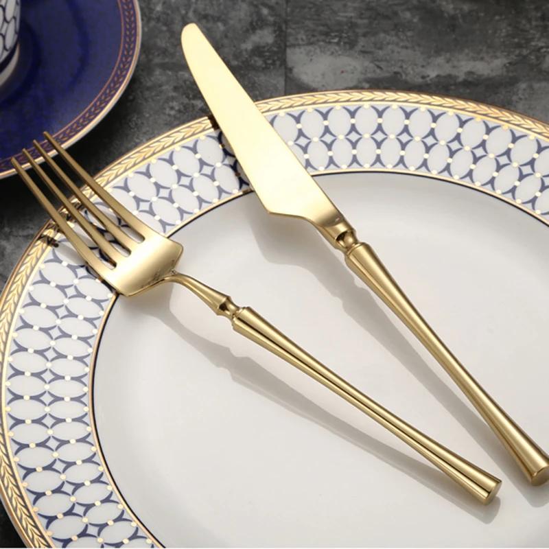 Bright Gold 18/10 Stainless Steel Luxury Cutlery Dinnerware Tableware Knife Spoon Fork Chopsticks Flatware Set Dishwasher Safe