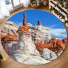 Round Natural Landscape Pattern Flannel Rug Printed Design Modern Art Decor Soft Anti Slip Carpet For Living Room And Meditation