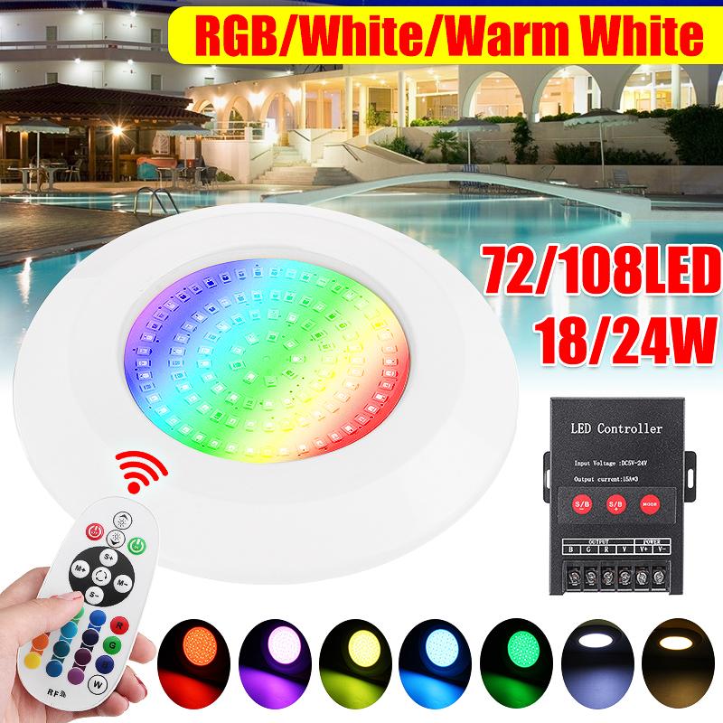 IP68 RGB Dalgıç Işık Sualtı Gece Lambası Açık DC 12 V 108 LED Yüzme Havuzu Işık RGB Beyaz Sıcak Beyaz Su Geçirmez
