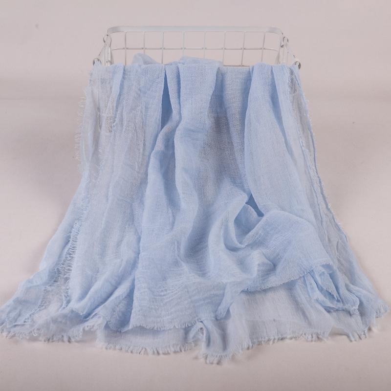 Ramadan Cotton Crinkle Headband Veil Scarves Women Solid Color  Head Wraps Long Scarves Turban Headband Muslim Fashion Headscarf