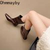 Designer Square Toe Women Slimming Knight Boots Elegant Female Wedges Low Heel Short Booties  De Mujer