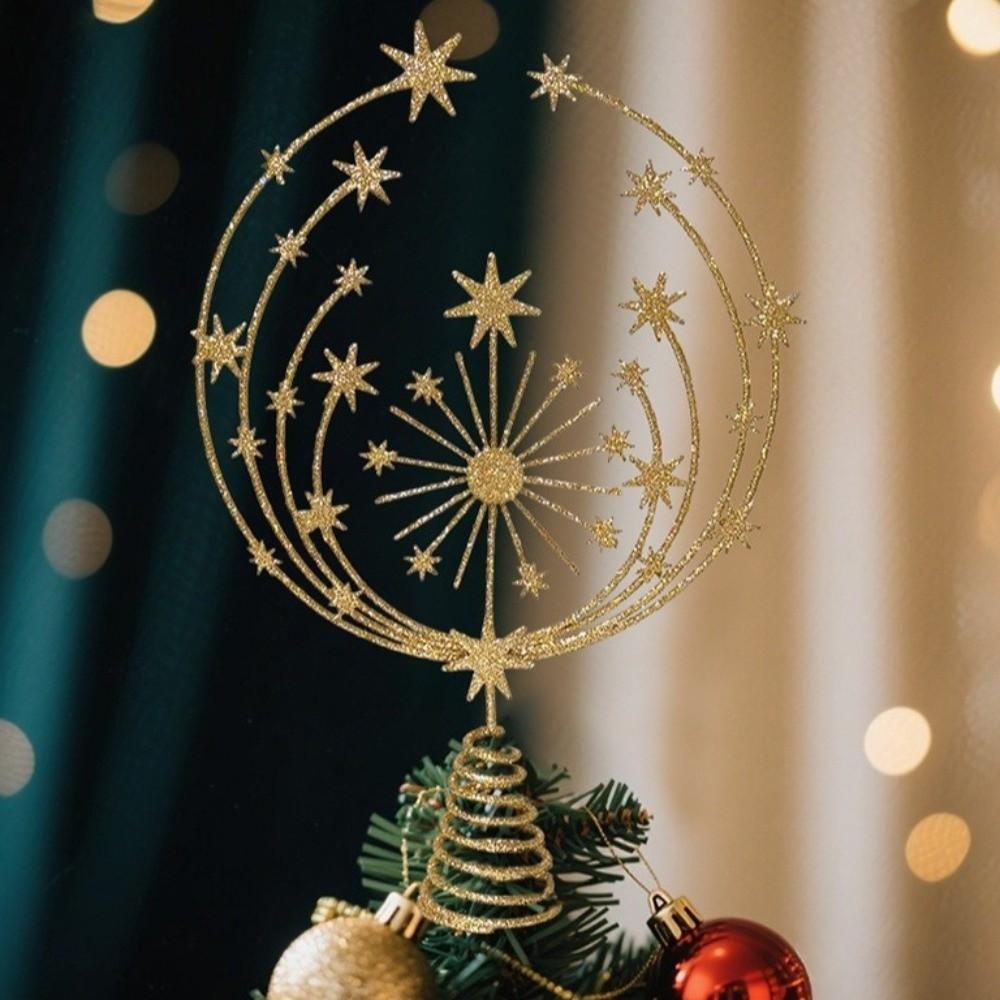 Sparkling Christmas Topper Decor Gold Glitter Xmas Tree Ornament Living Room