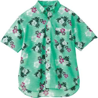 Aitos Aloha-Hemd 3S Button-Down (Kajima) (Unisex) 015/Grün AZ-56110