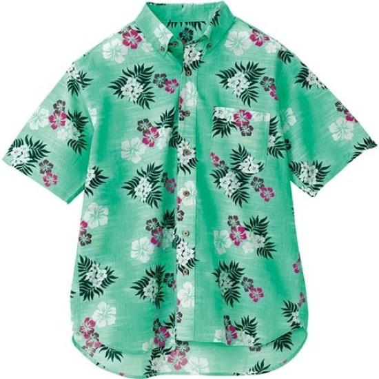 Aitos Aloha Shirt 3S Button-Down (Kajima) (Unisex) 015/Green AZ-56110