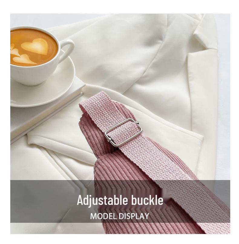 Women's Solid Color Corduroy Crossbody and Waist Bag - Casual and Simple Design