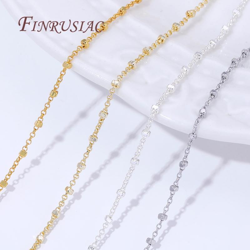 1/2Pcs 50cm 18K Gold Plated Chains Necklaces Women Bulk Wholesale Fashion Beads Chains For Jewelry Making Supplies