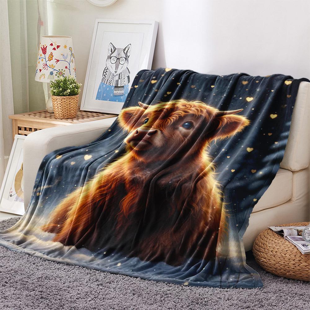 1PC Cute Little Animals Print Flannel Blanket, High Quality Comfortable for All Seasons, Home Decor, Warmth and Comfort