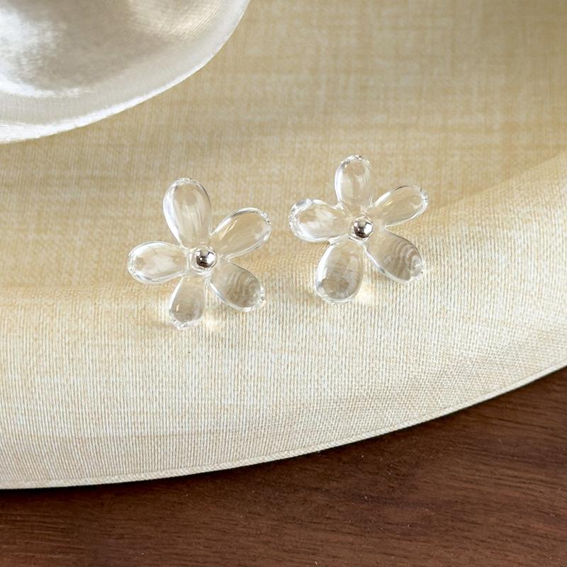 Transparent Colorful Flower Earrings Sweet Stylish Women Jewelry