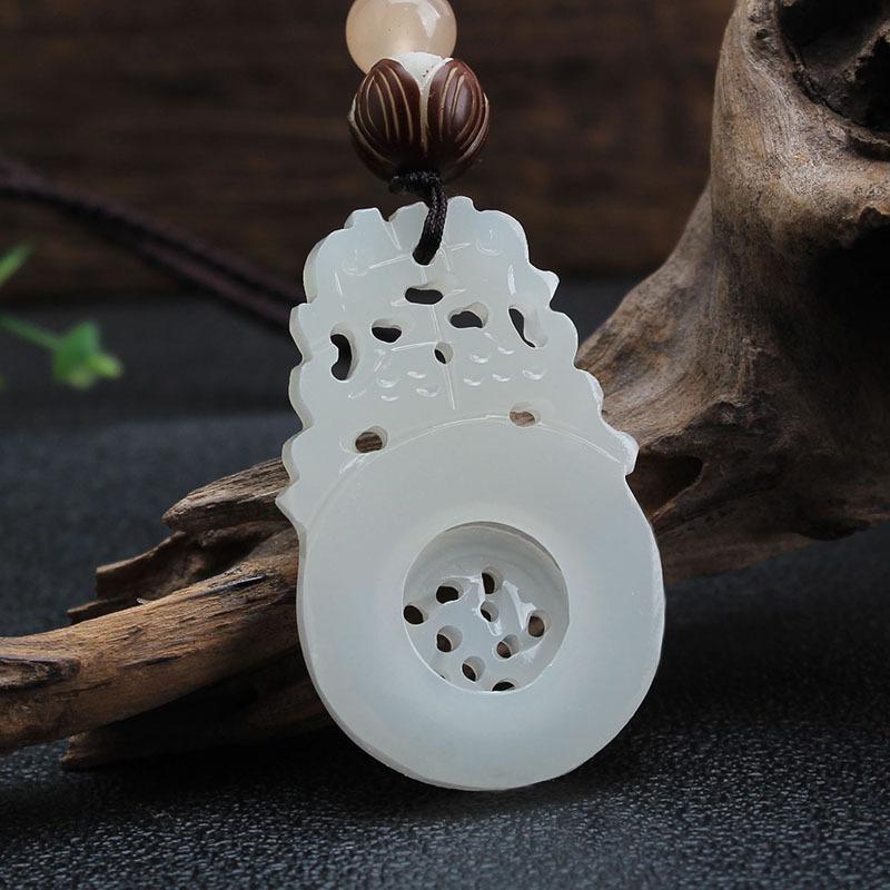 

Ethnic style necklace Jade Buddha brand Dragon and Phoenix brand Pixiu pendant Sweater chain Long versatile simple pendant Accessories Women