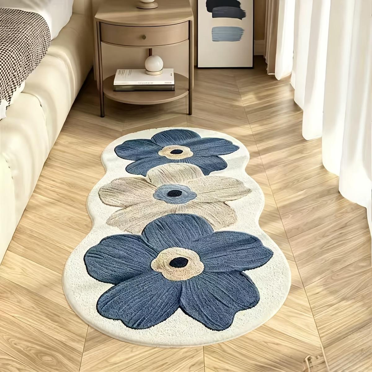 Luxury Skin Friendly Suede Floor Mat - with Anti Slip Backing, Machine Washable Small Space Floor Mat, Light Luxury Decorative Floor Mat 40cm*60cm