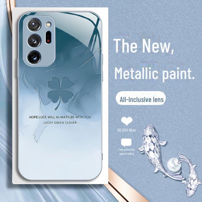 Pouzdro z tekutého skla pro Samsung Galaxy Note 20 a Note 9 Lucky Clover, prémiový kreativní design A01