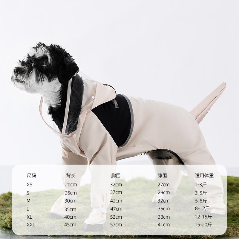 Pet Raincoat Dog Jacket Four-legged All-inclusive Dog Raincoat Waterproof and Windproof Medium and Large Dog Dog Clothes