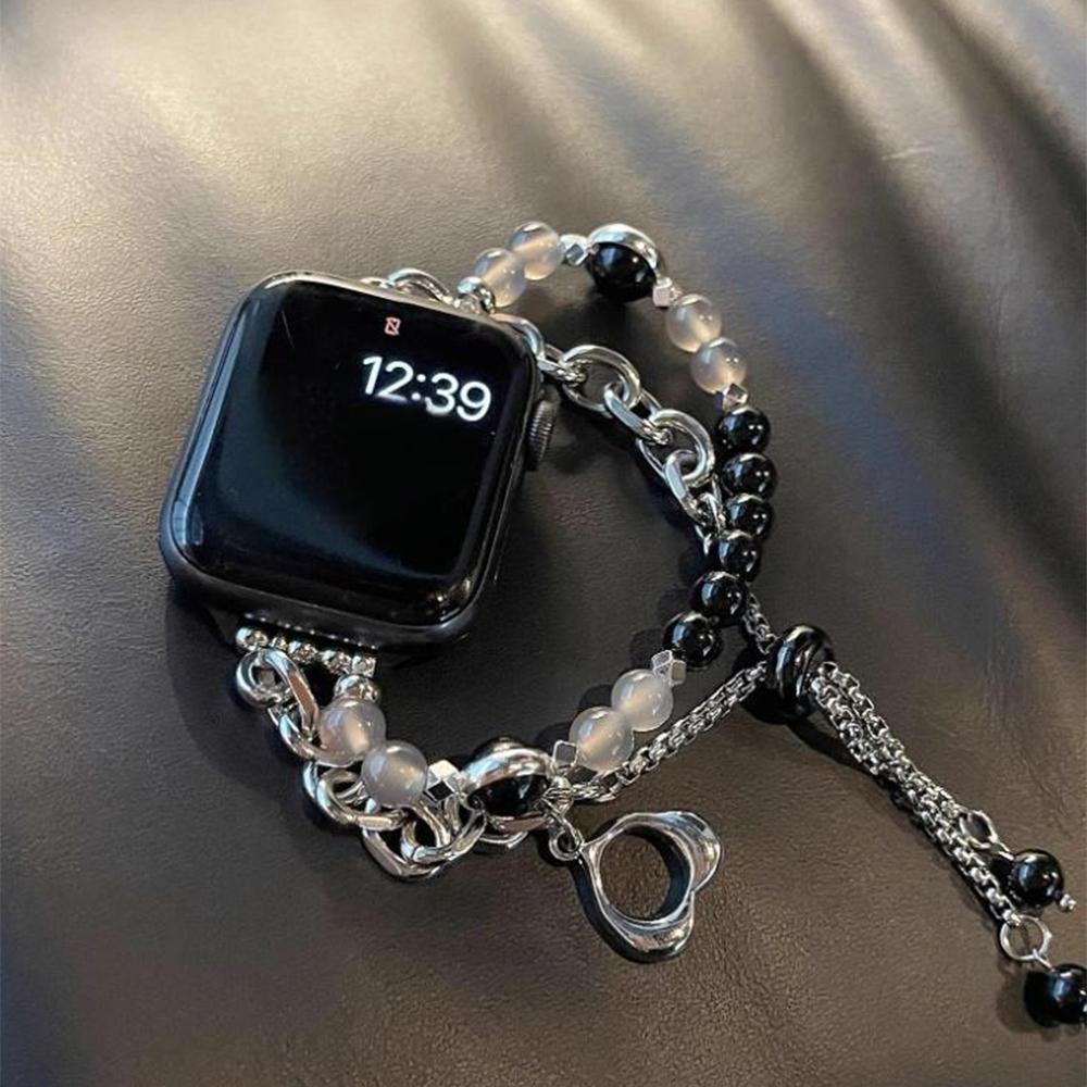 Peach Heart Pearl Bracelet Compatible with For Samsung Galaxy Fit 3 / Galaxy Fit 3 SM-R390 Strap Fashionable Handmade Strap